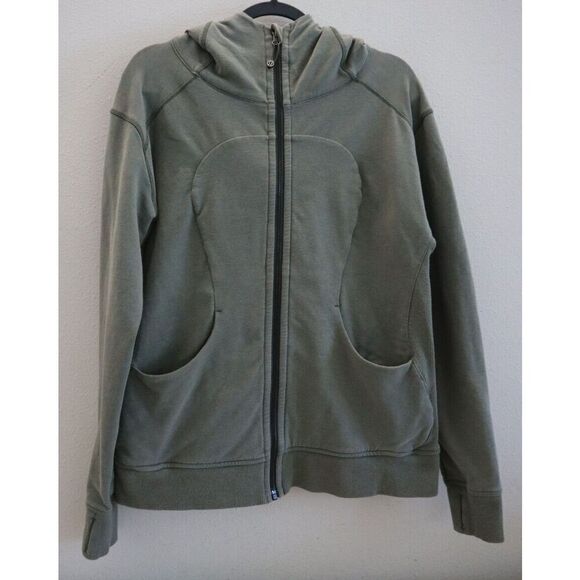 Lululemon W4G48S Women's Sz 10 Heathered Green On The Daily Full Zip Hoodie - Picture 1 of 13